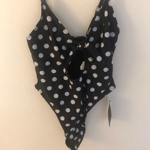 Polka Dot Nasty Gal Tie Front One Piece NWT